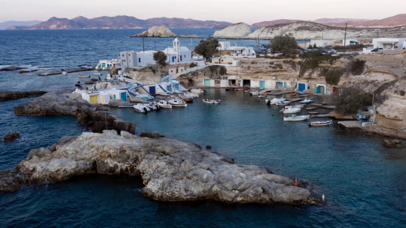 The settlement of Mandrakia in Milos is a traditional settlement. It is located on a cape in the northern part of the island